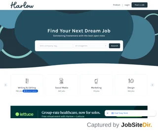 Harlow Freelance Job Board platform preview Harlow Freelance Job Board platform preview