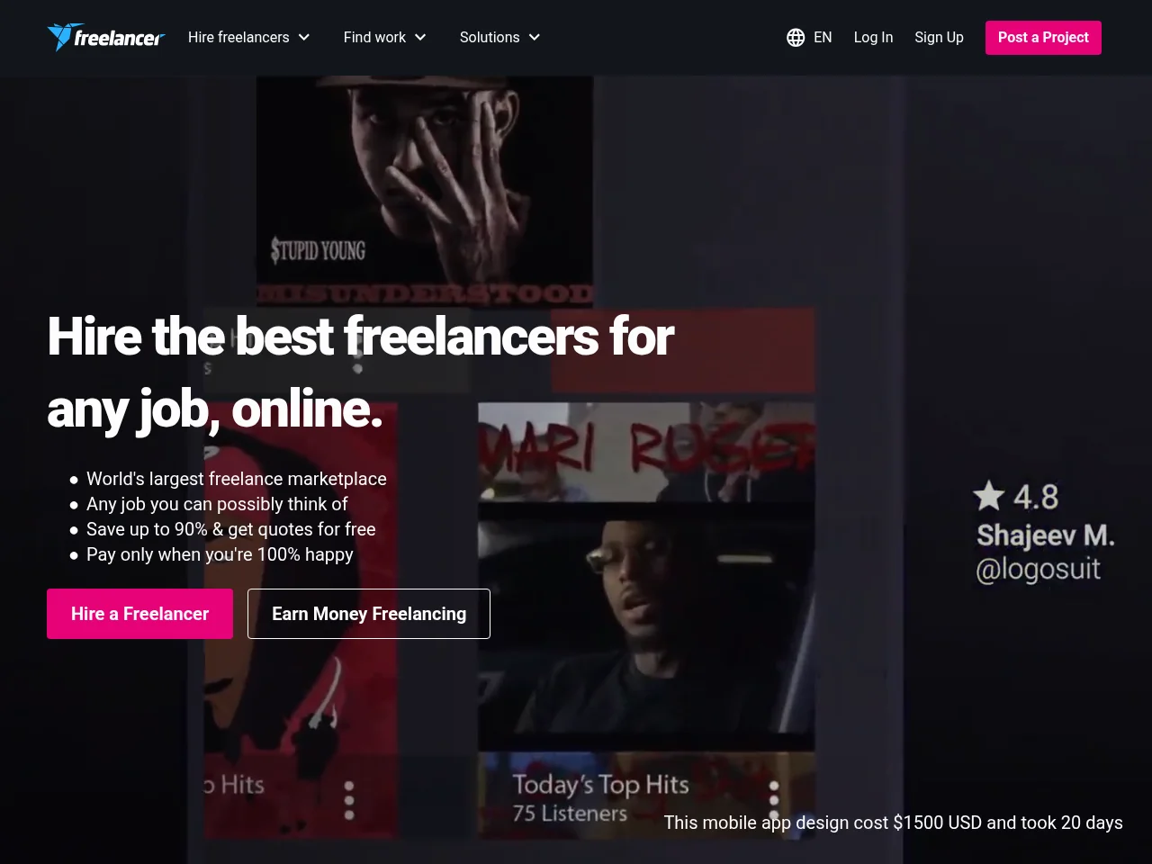 Freelancer screenshot Freelancer website screenshot