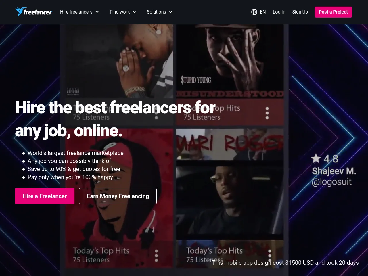 Freelancer website screenshot