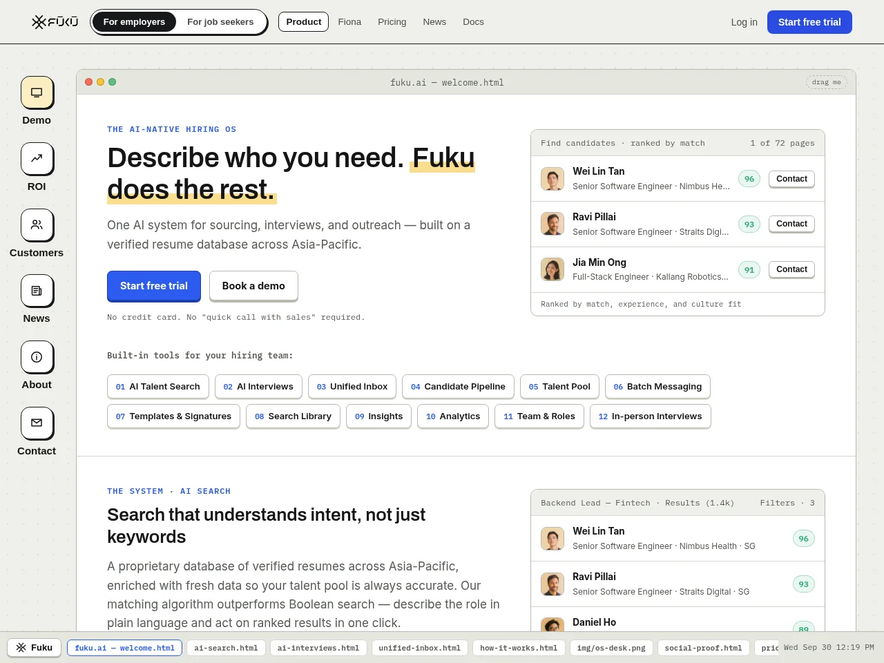 Fuku job board platform screenshot showing job search interface