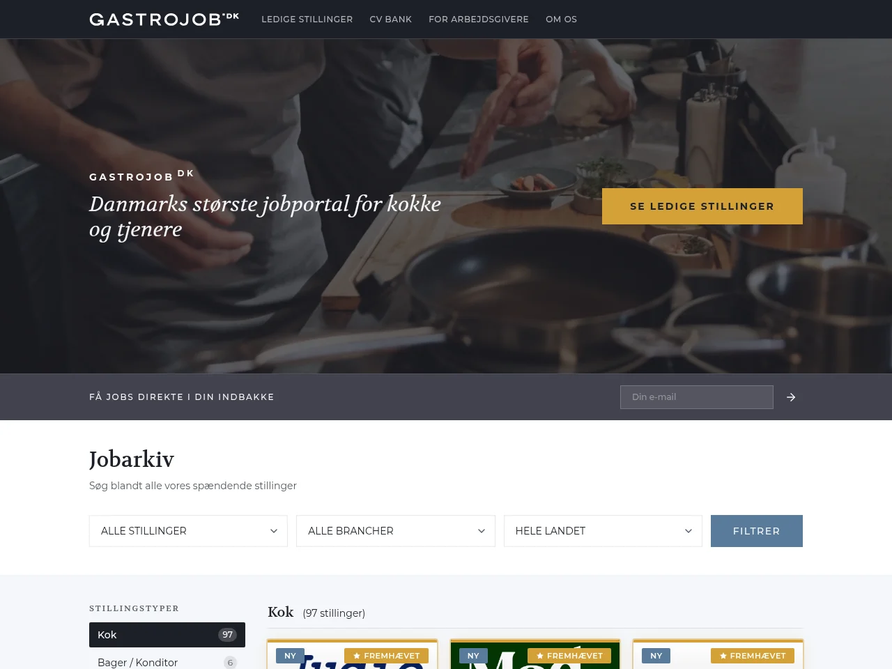 Gastrojob screenshot Gastrojob job board platform screenshot showing job search interface
