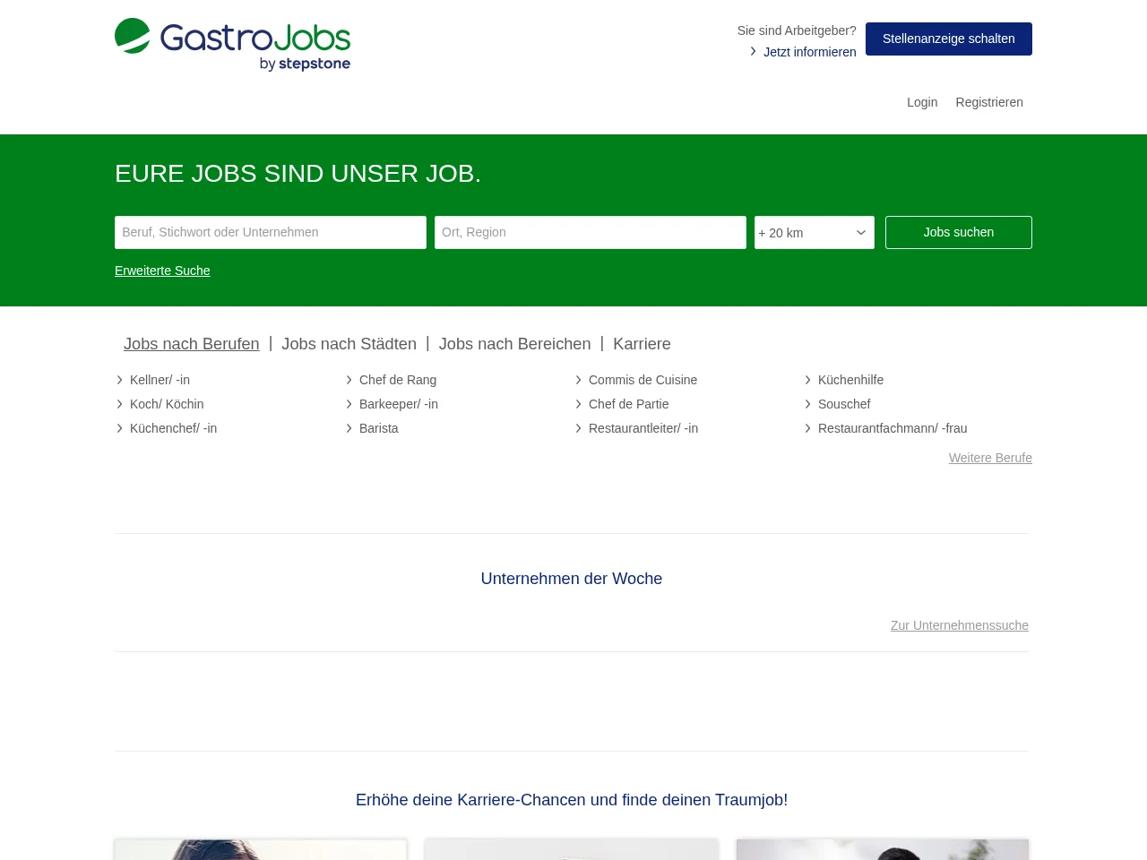 Gastrojobs screenshot Gastrojobs job board platform screenshot showing job search interface