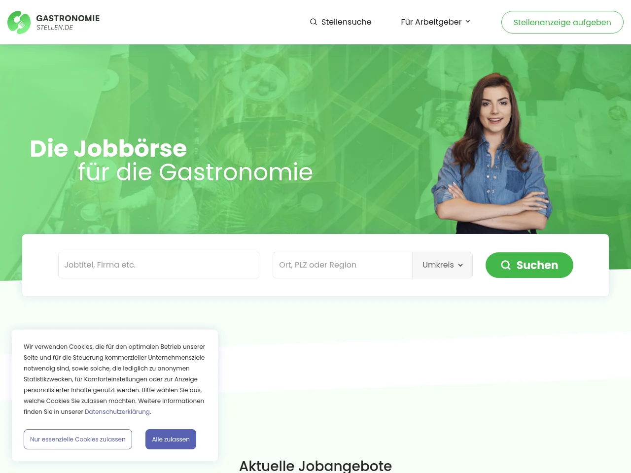 Gastronomie-Stellen.de screenshot Gastronomie-Stellen.de job board platform screenshot showing job search interface