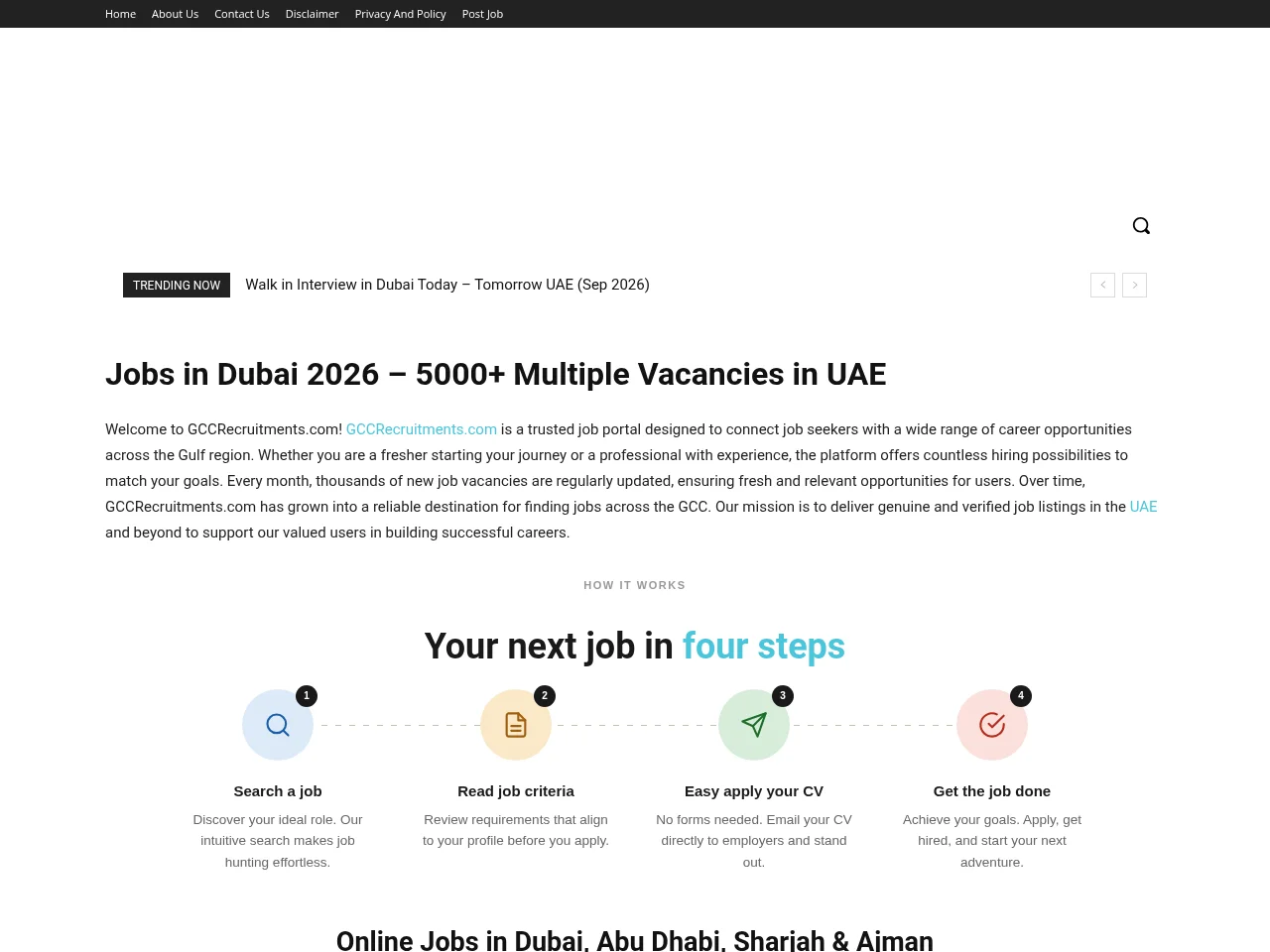 GCCRecruitments screenshot GCCRecruitments job board platform screenshot showing job search interface