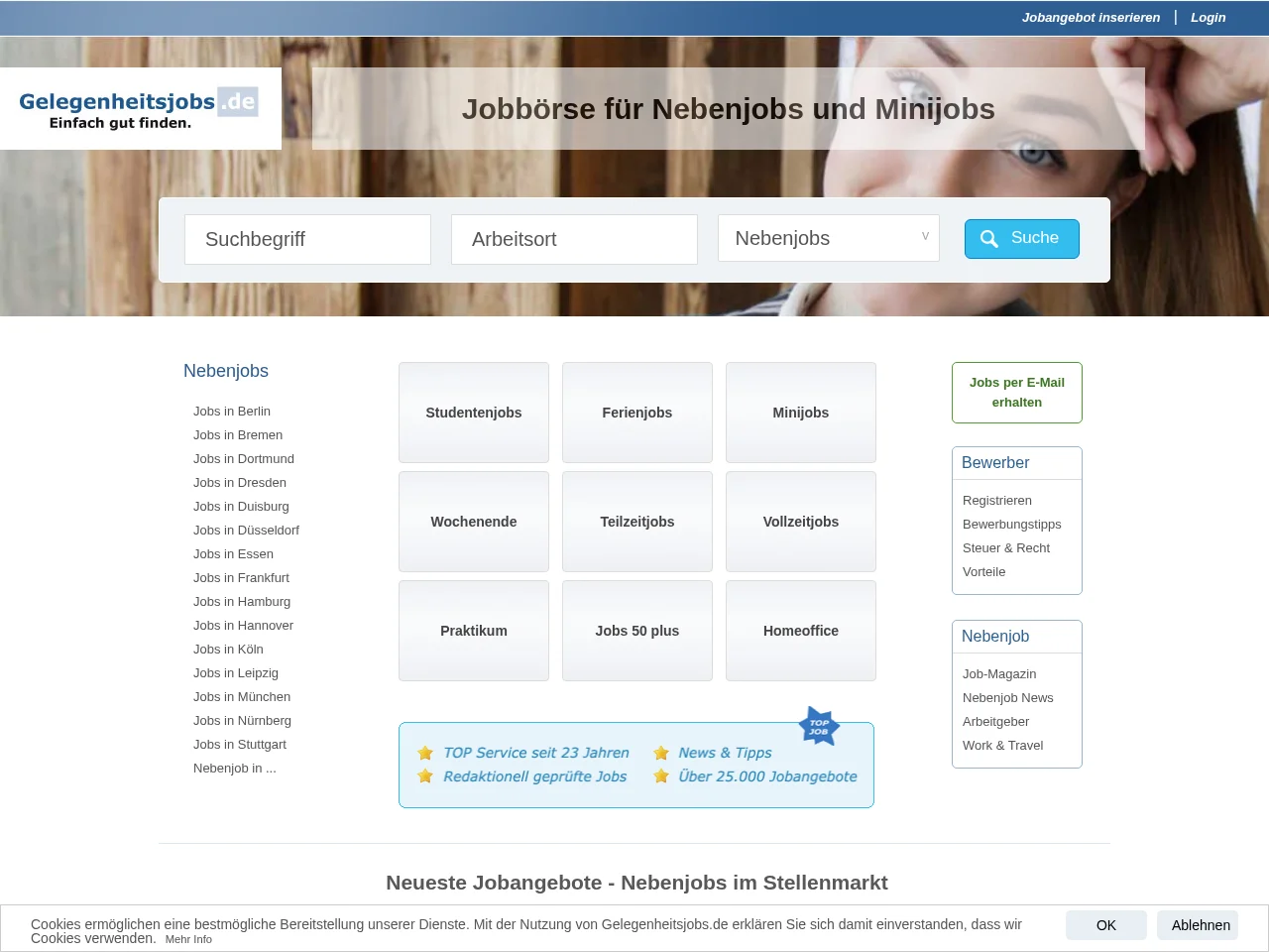 Gelegenheitsjobs.de screenshot Gelegenheitsjobs.de job board platform screenshot showing job search interface