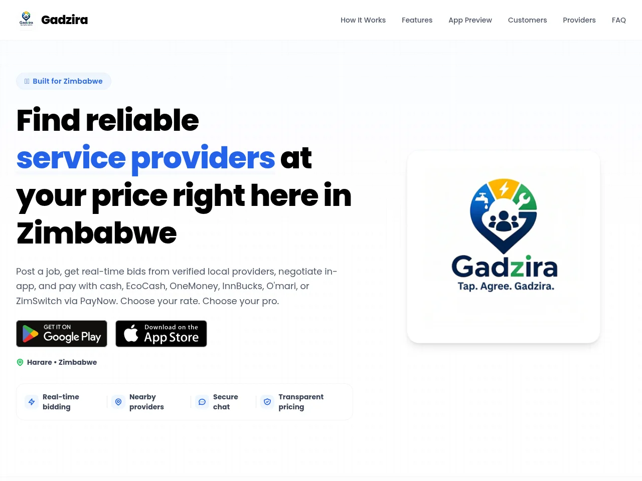 Gadzira screenshot Gadzira website screenshot