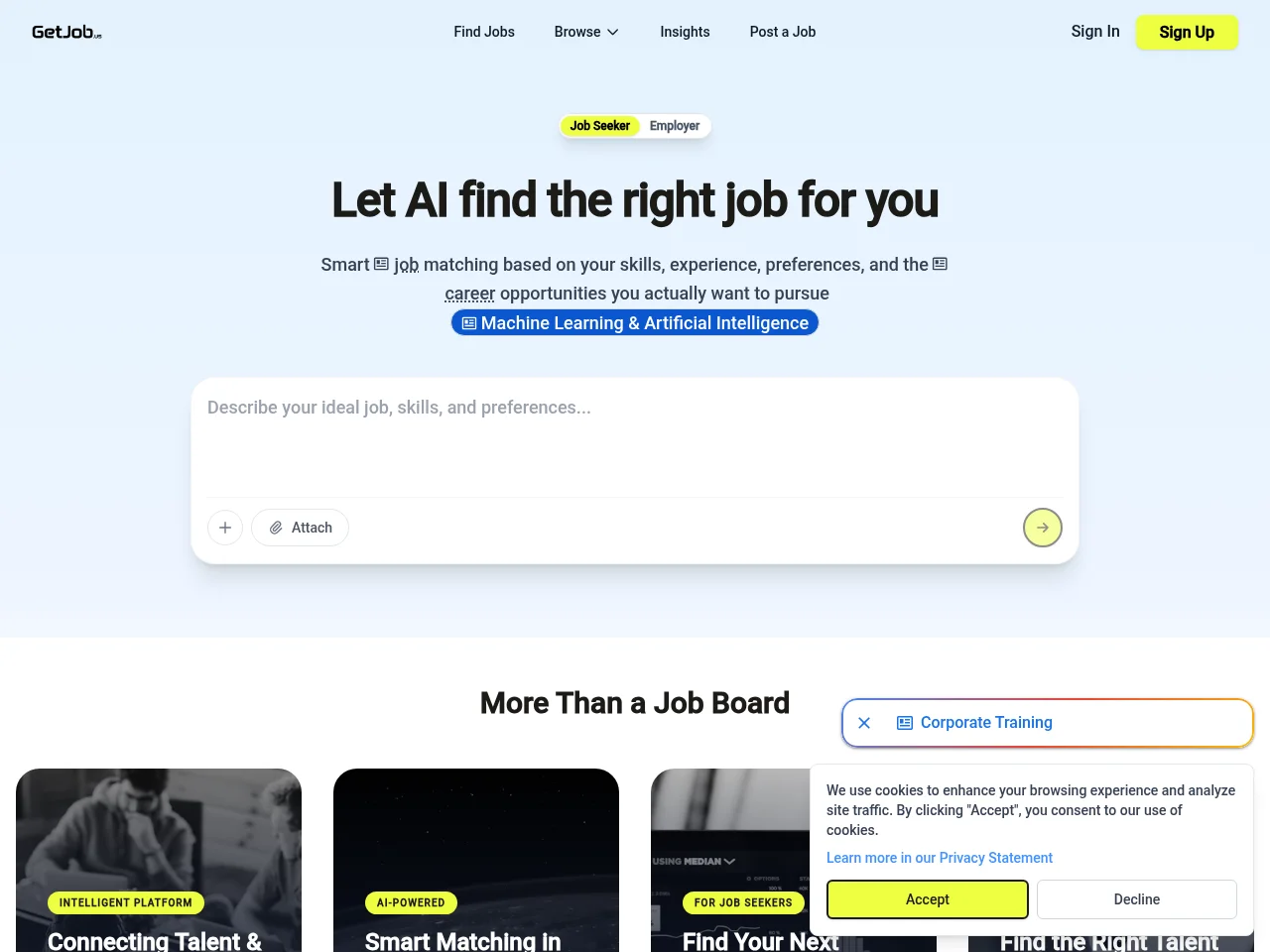 GetJob.us screenshot GetJob.us job board platform screenshot showing job search interface