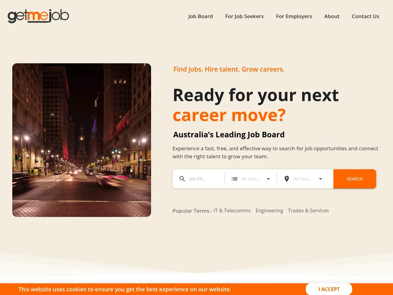 Get Me Jobs Australia screenshot Get Me Jobs Australia job board platform screenshot showing job search interface
