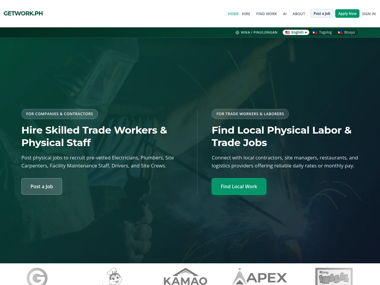 GetWork.ph screenshot GetWork.ph job board platform screenshot showing job search interface