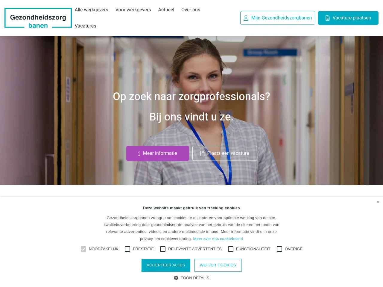 Gezondheidszorgbanen screenshot Gezondheidszorgbanen job board platform screenshot showing job search interface