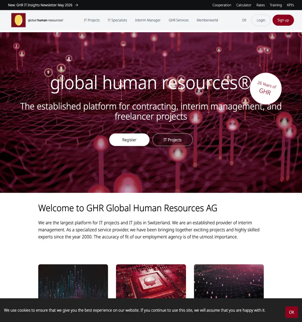 GHR Group job board platform screenshot showing job search interface