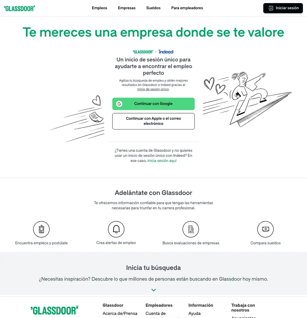 Glassdoor Argentina job board platform screenshot showing job search interface