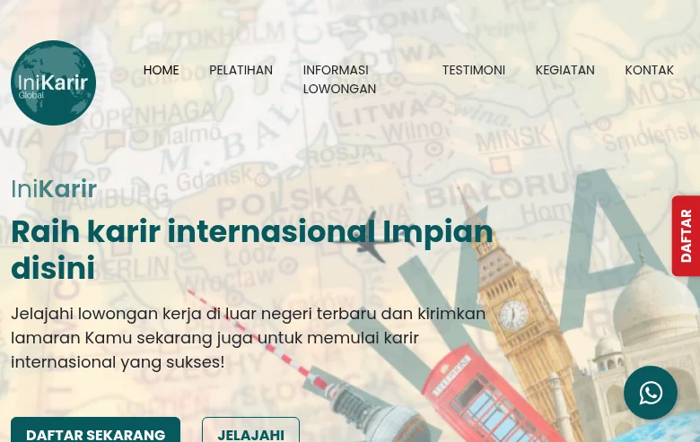 Global IniKarir job board platform screenshot showing job search interface