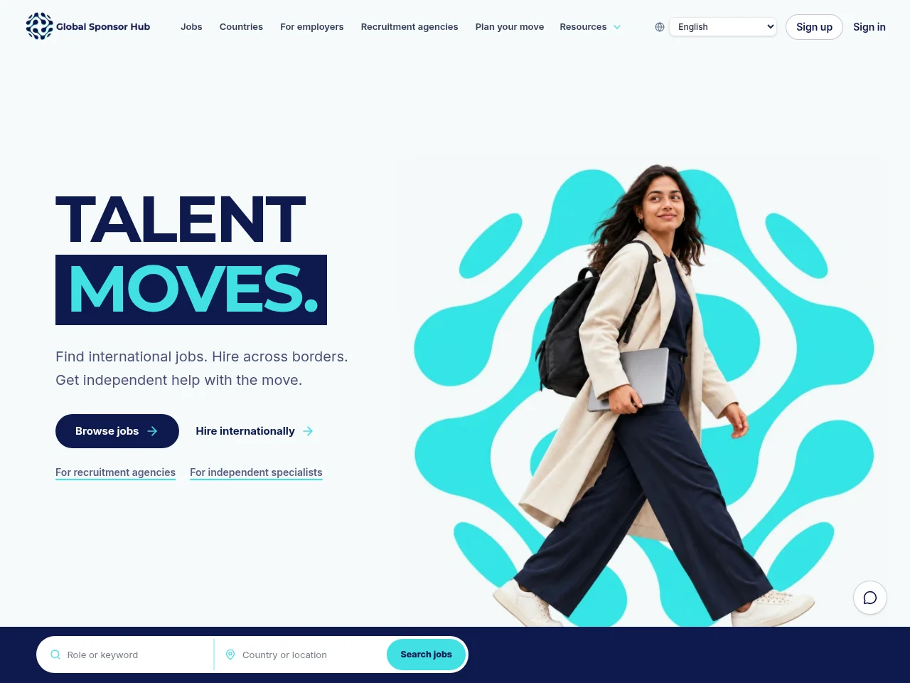 Global Sponsor Hub screenshot Global Sponsor Hub job board platform screenshot showing job search interface