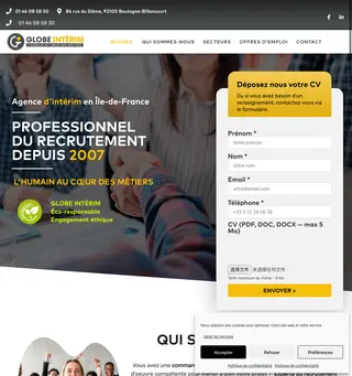 Globe Intérim platform preview