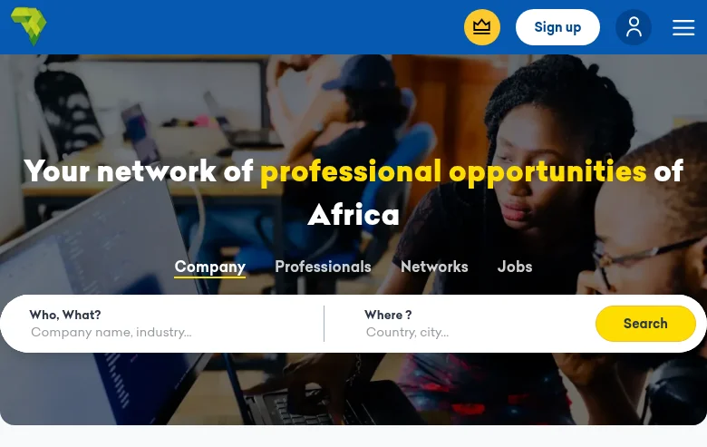 Go Africa Online job board platform screenshot showing job search interface