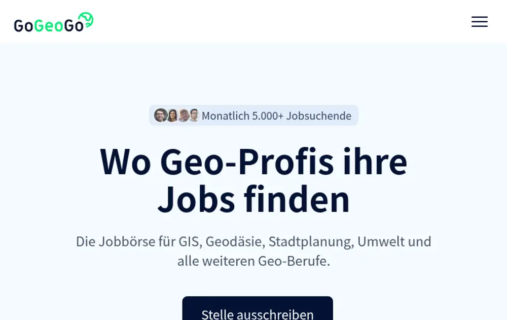 GoGeoGo job board platform screenshot showing job search interface