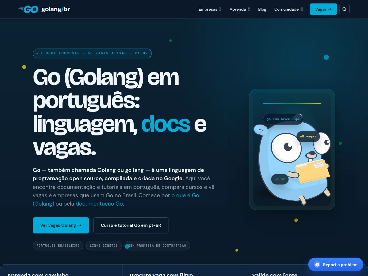 Go (Golang) em Português screenshot Go (Golang) em Português job board platform screenshot showing job search interface