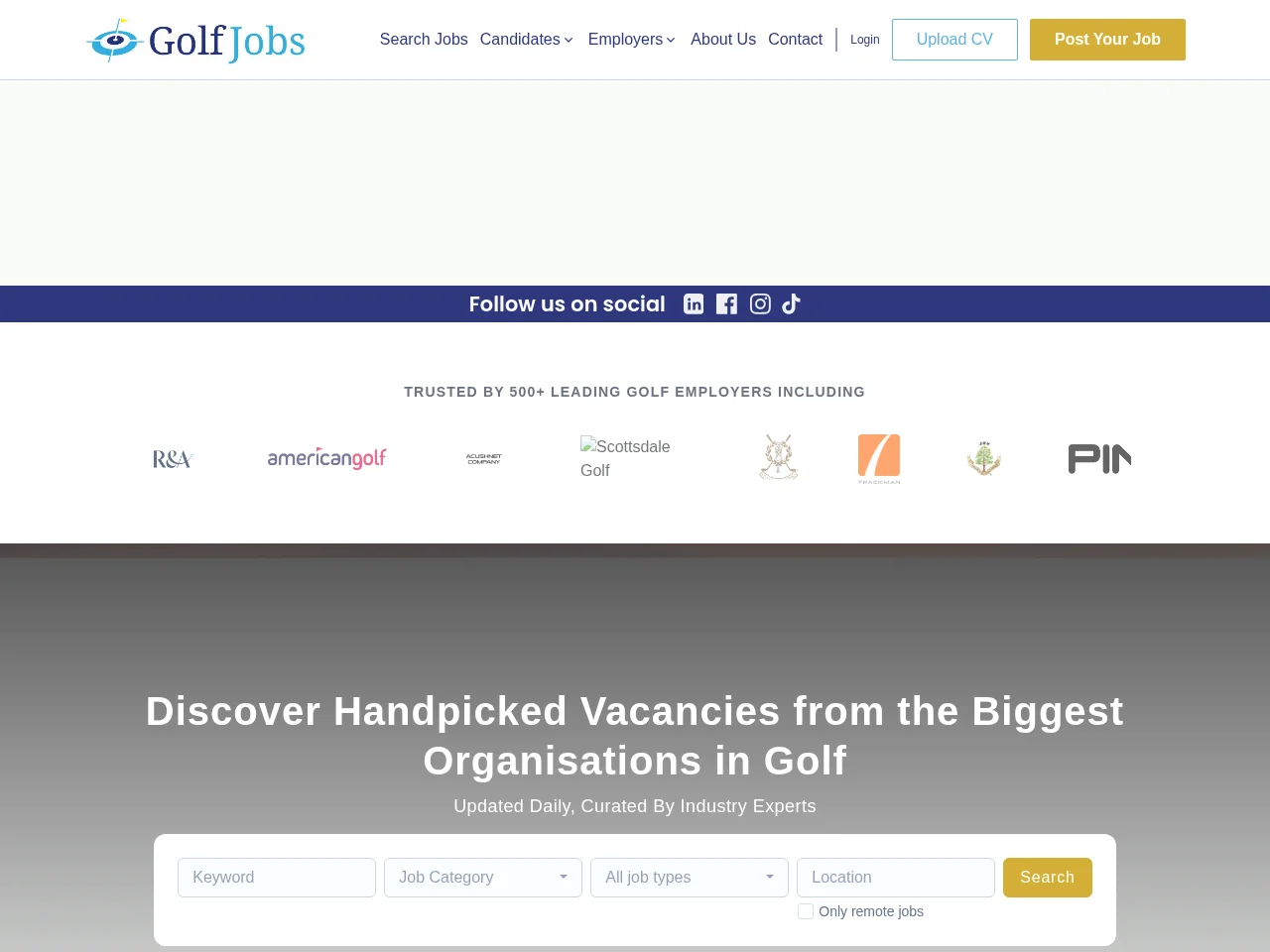 Golf Jobs screenshot Golf Jobs job board platform screenshot showing job search interface