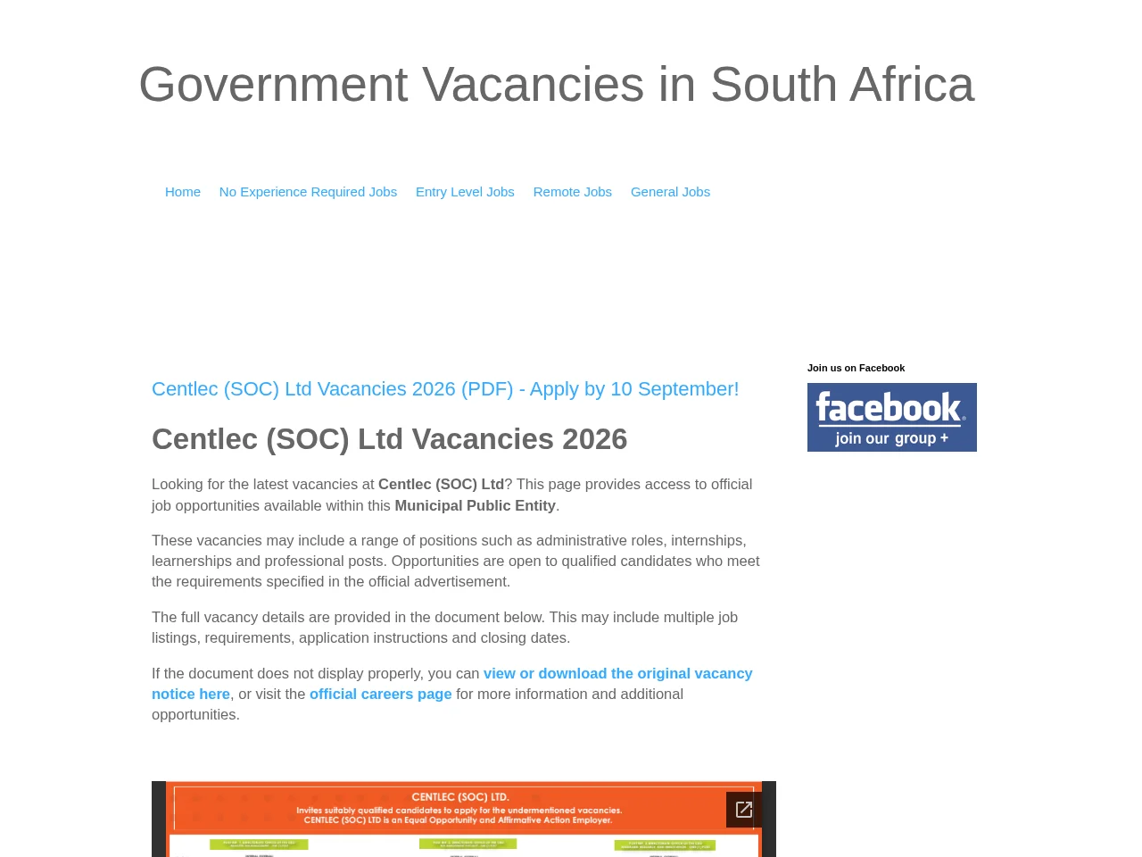 Government Vacancies in South Africa screenshot Government Vacancies in South Africa job board platform screenshot showing job search interface