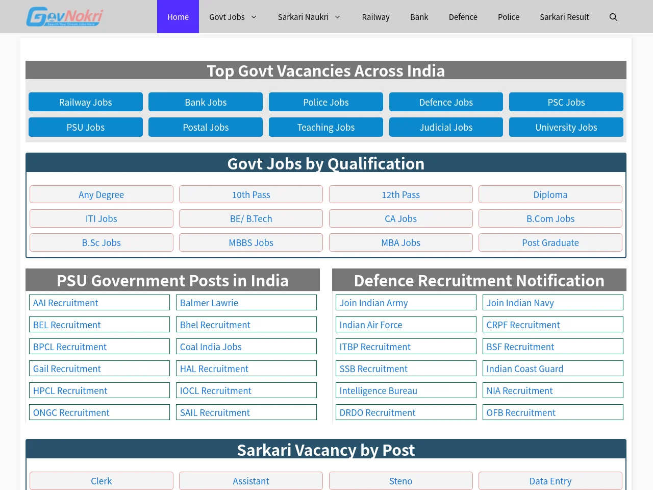 GovNokri screenshot GovNokri job board platform screenshot showing job search interface