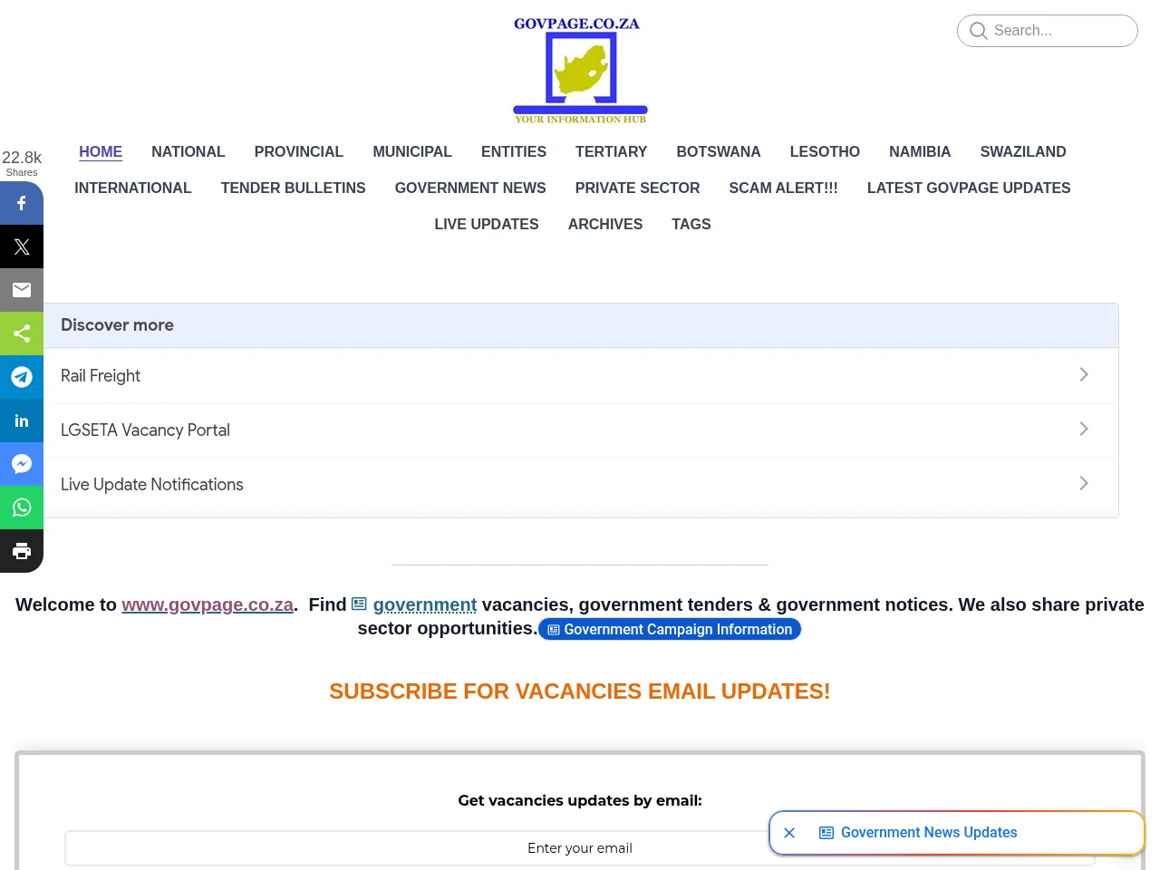 Govpage screenshot Govpage job board platform screenshot showing job search interface