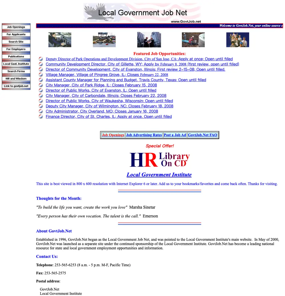 GovtJob.Net job board platform screenshot showing job search interface