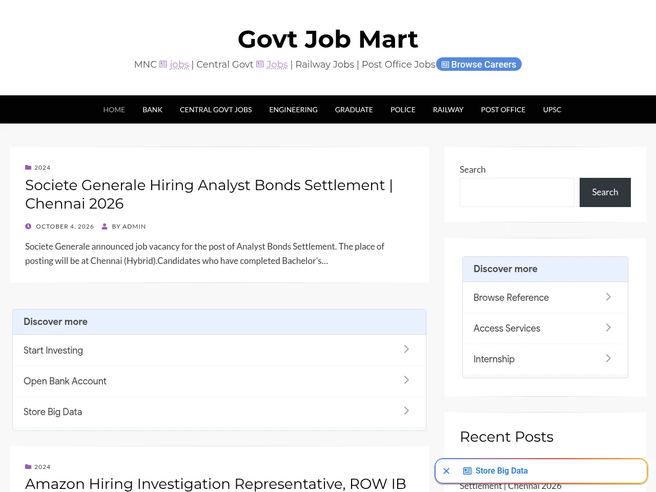 Govt Job Mart screenshot Govt Job Mart job board platform screenshot showing job search interface
