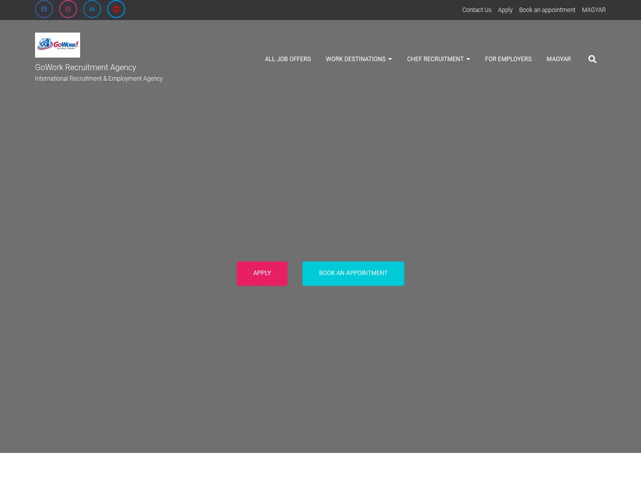 GoWork Recruitment Agency job board platform screenshot showing job search interface