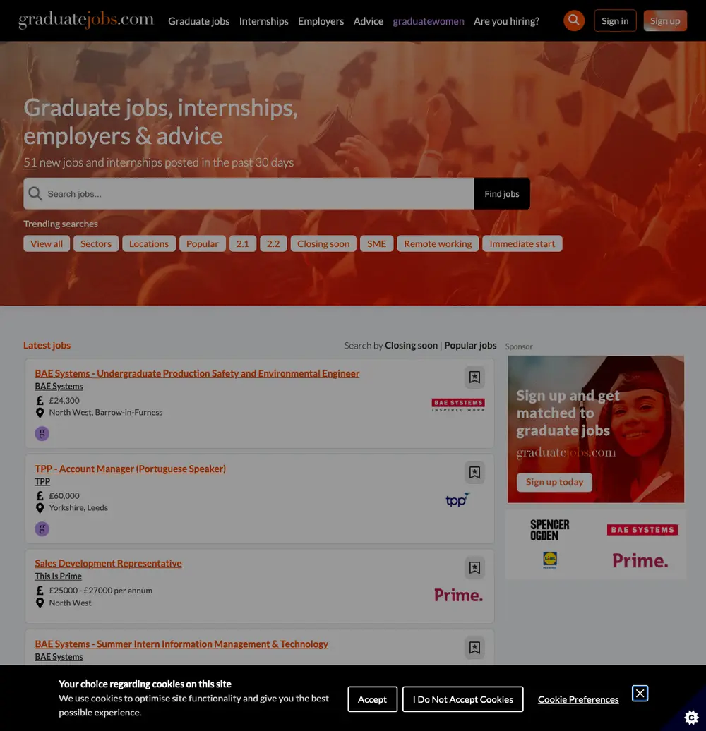 graduate-jobs.com screenshot graduate-jobs.com job board platform screenshot showing job search interface