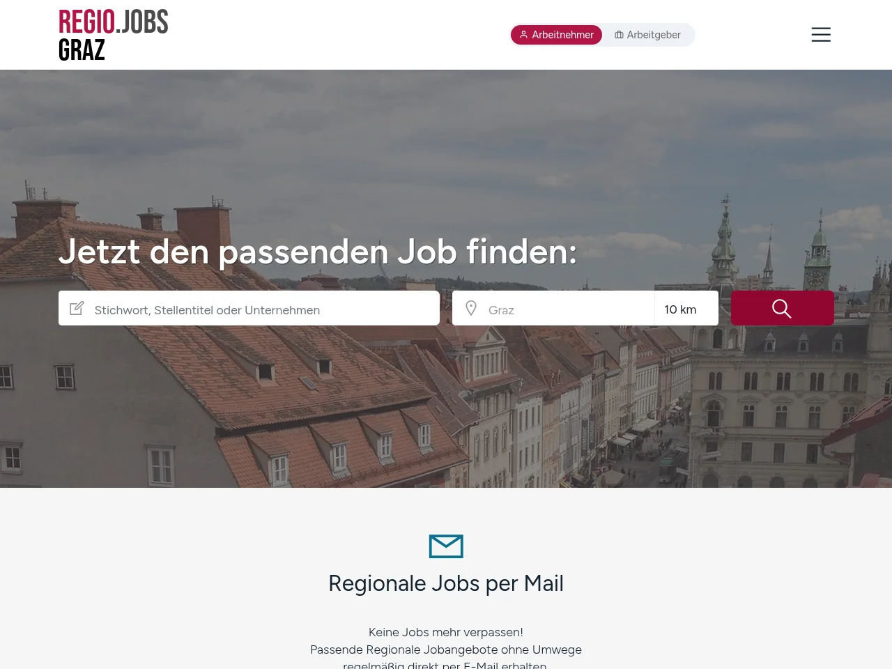 REGIO.JOBS GRAZ screenshot REGIO.JOBS GRAZ job board platform screenshot showing job search interface
