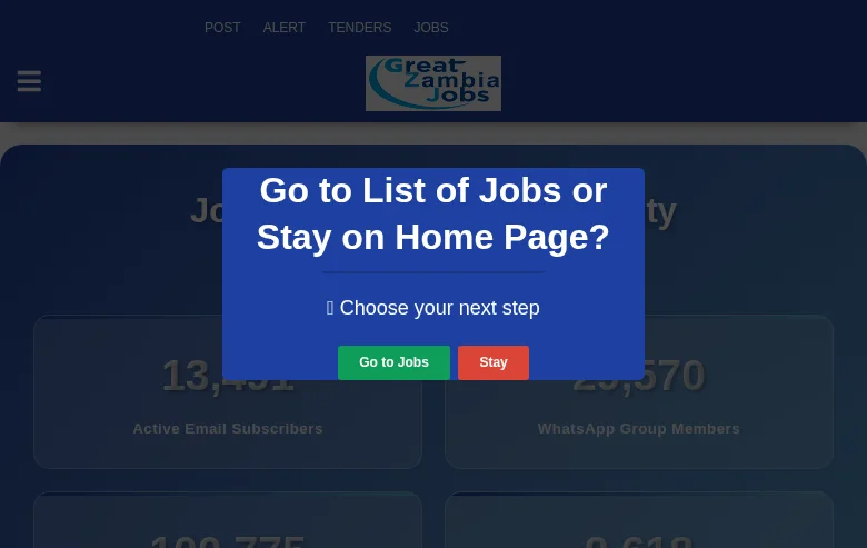 Great Zambia Jobs screenshot Great Zambia Jobs job board platform screenshot showing job search interface