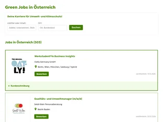 Green Jobs Österreich platform preview
