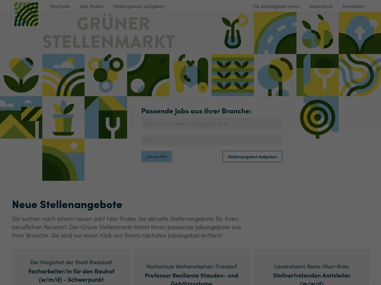 Grüner Stellenmarkt screenshot Grüner Stellenmarkt job board platform screenshot showing job search interface