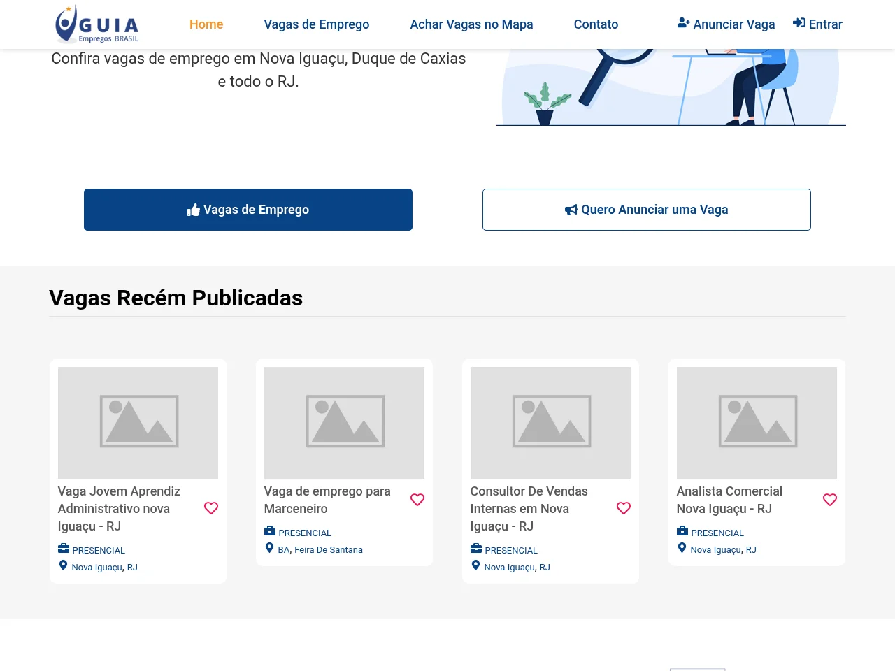 Guia Empregos Brasil screenshot Guia Empregos Brasil job board platform screenshot showing job search interface