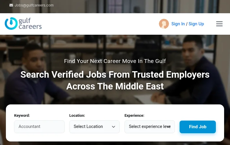 Gulf Careers screenshot Gulf Careers job board platform screenshot showing job search interface