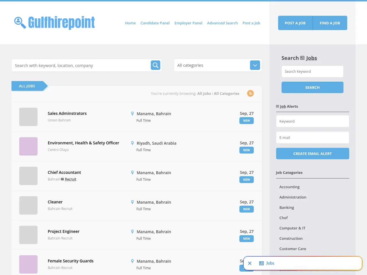 Gulf Hire Point screenshot Gulf Hire Point job board platform screenshot showing job search interface