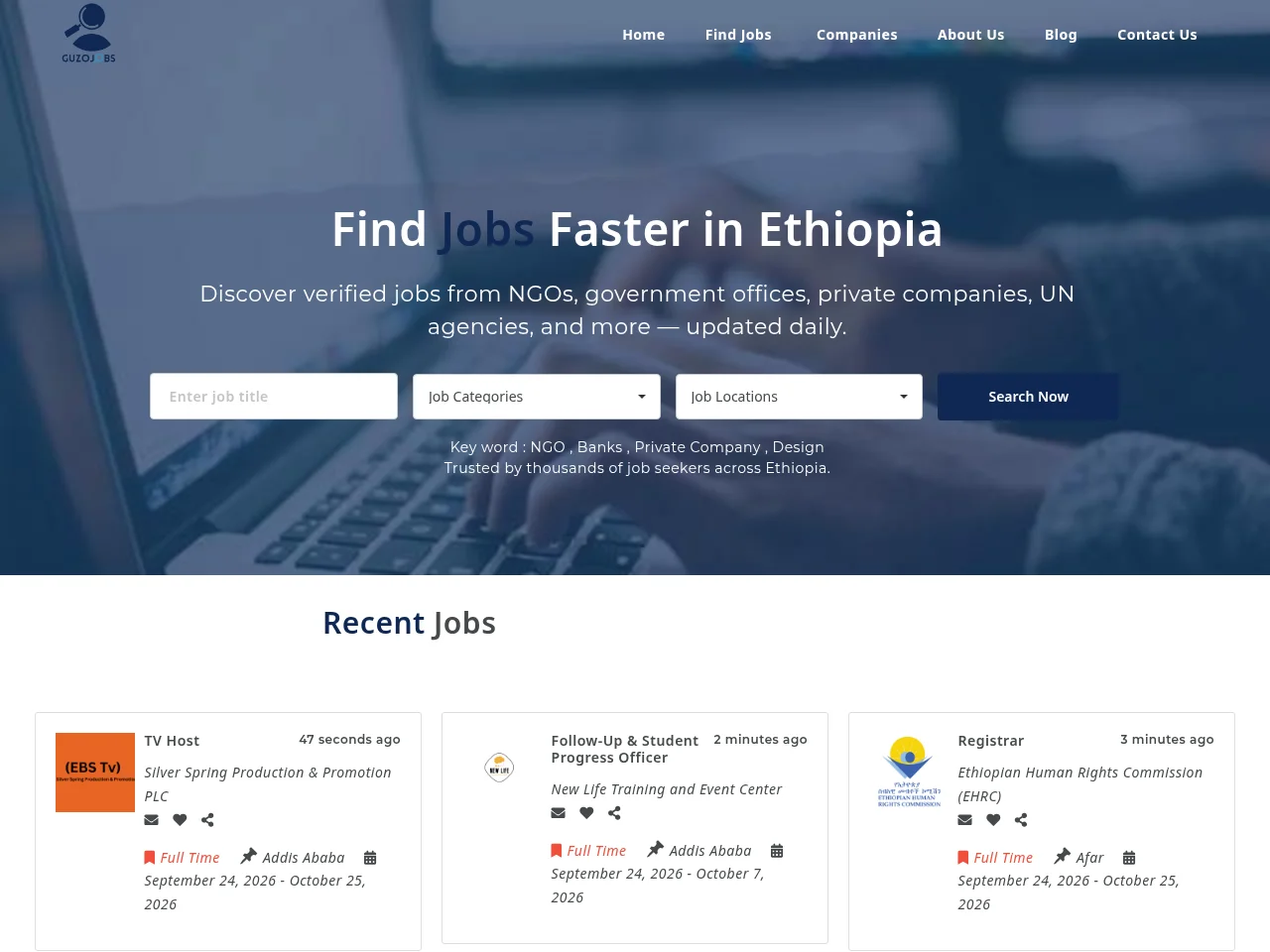 GuzoJobs screenshot GuzoJobs job board platform screenshot showing job search interface