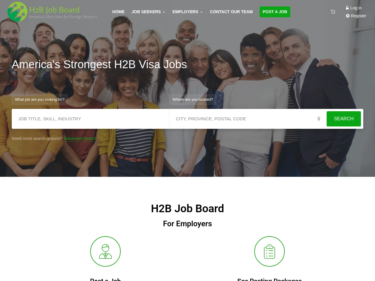 H2B Job Board job board platform screenshot showing job search interface