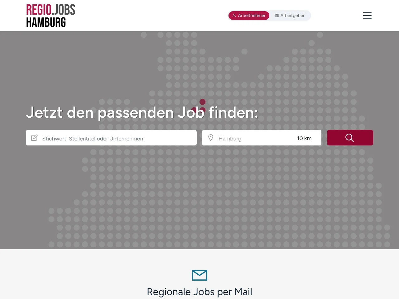 REGIO.JOBS HAMBURG screenshot REGIO.JOBS HAMBURG job board platform screenshot showing job search interface