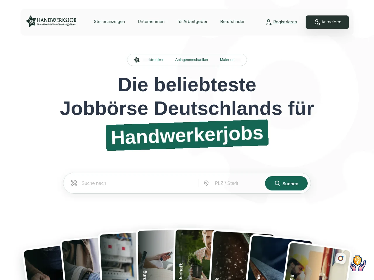 Handwerksjob.de screenshot Handwerksjob.de job board platform screenshot showing job search interface