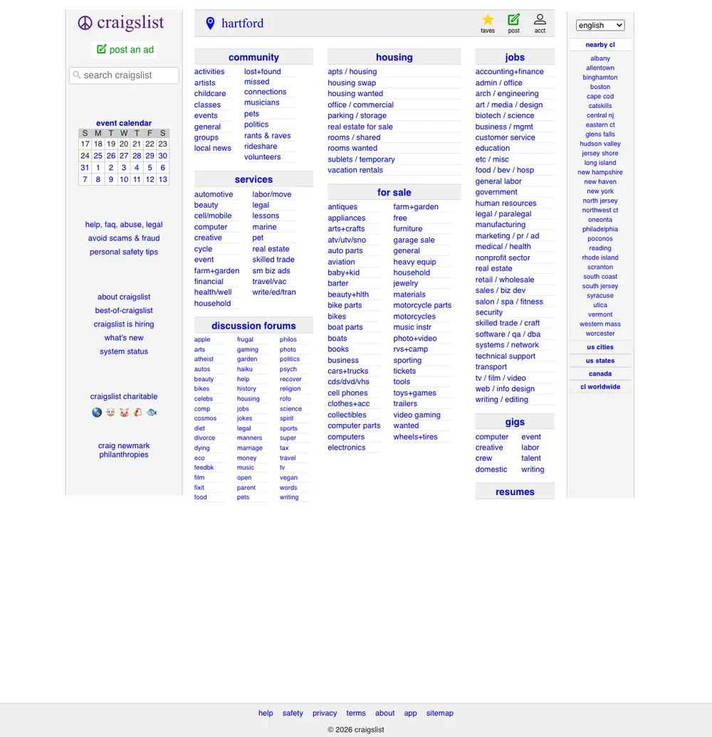 craigslist screenshot craigslist job board platform screenshot showing job search interface