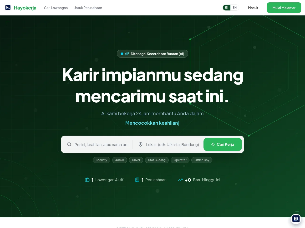 Hayokerja screenshot Hayokerja job board platform screenshot showing job search interface