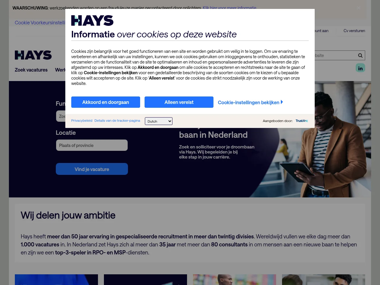 Hays screenshot Hays job board platform screenshot showing job search interface