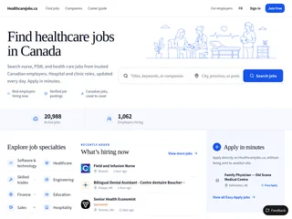 Healthcarejobs.ca platform preview Healthcarejobs.ca platform preview