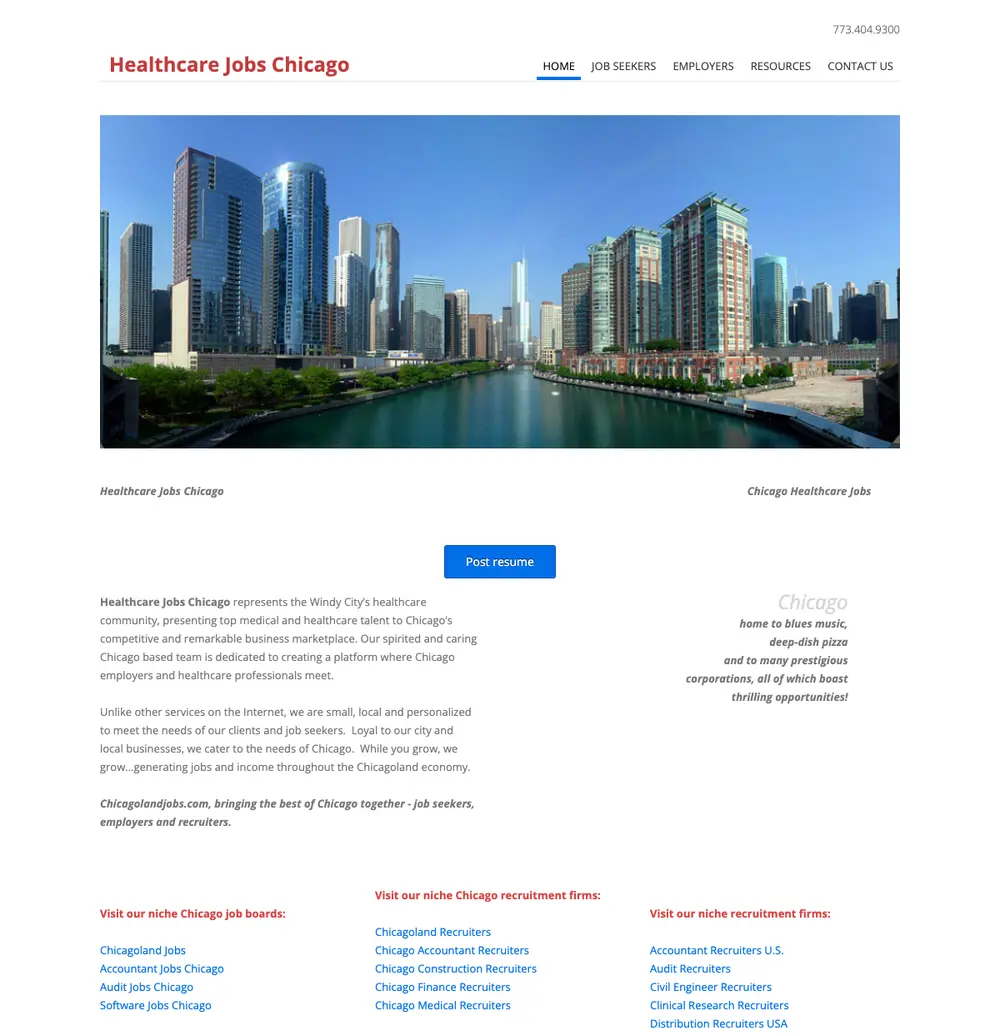 Healthcare Jobs Chicago screenshot Healthcare Jobs Chicago job board platform screenshot showing job search interface