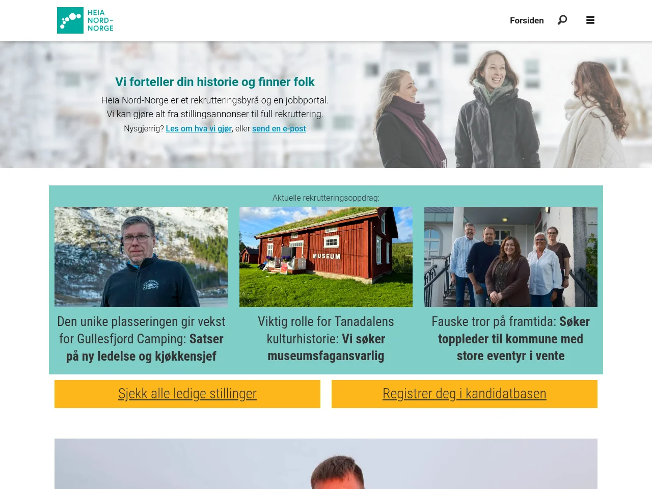 Heia Nord-Norge job board platform screenshot showing job search interface