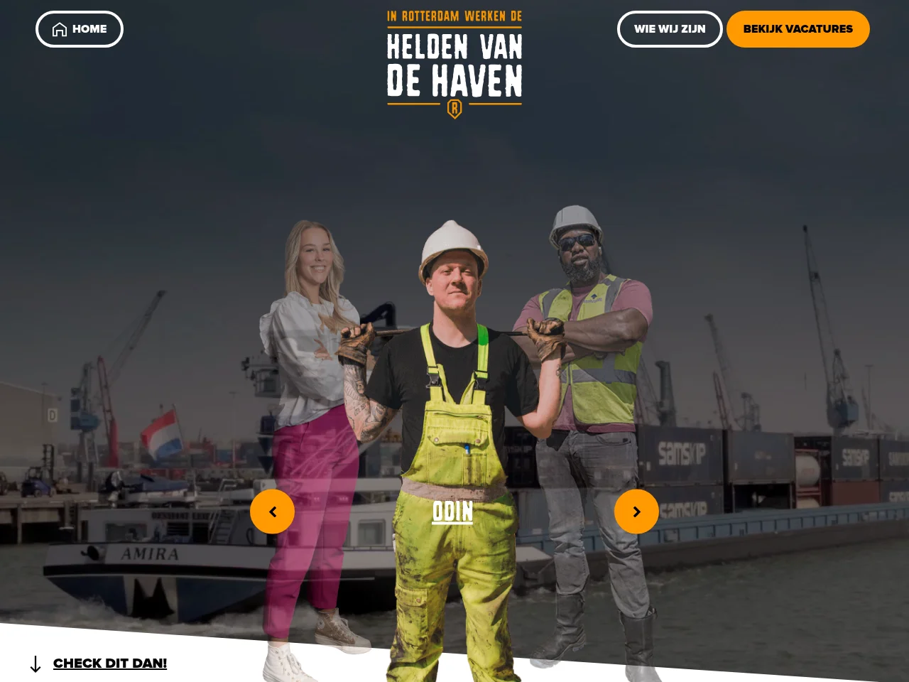 Helden van de haven job board platform screenshot showing job search interface