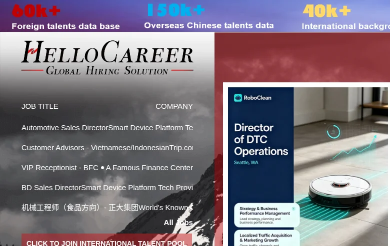 HelloCareer job board platform screenshot showing job search interface