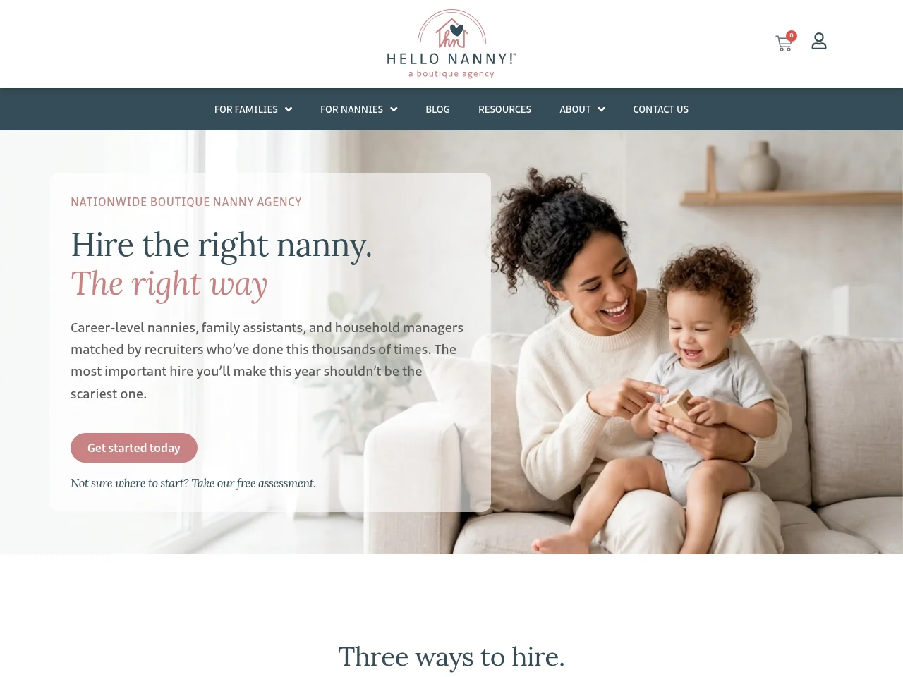 Hello Nanny! job board platform screenshot showing job search interface